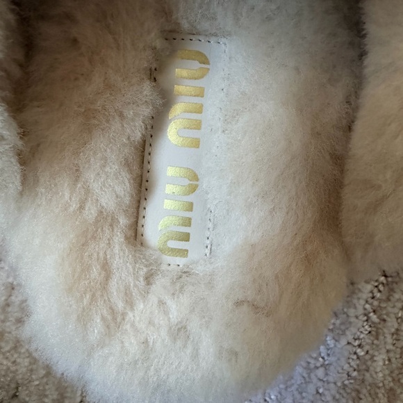 Brand NWT Miu Miu Suede Shearling Mules - Size 38.5 - Picture 10 of 11